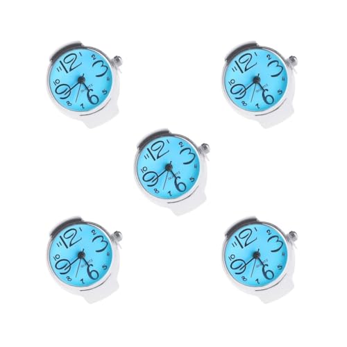 Uni Mini 5 Farben Männer Frauen Paar Ring Uhr Elastisches Armband Edelstahl Fingeruhren Weiß, 5er-Set (blau), Siehe Produktbeschreibung von Mealoodiousmusea