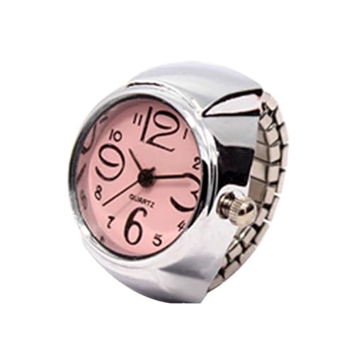 Uni Mini 5 Farben Männer Frauen Paar Ring Uhr Elastisches Armband Edelstahl Fingeruhren Weiß, rose, Siehe Produktbeschreibung von Mealoodiousmusea