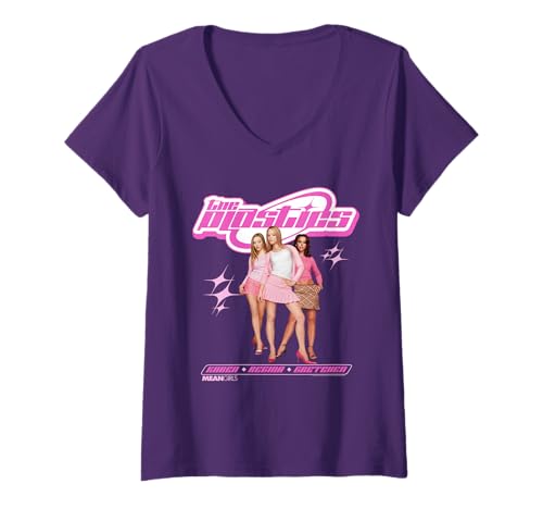 Damen Mean Girls Y2K The Plastics Portrait Movie T-Shirt mit V-Ausschnitt von Mean Girls