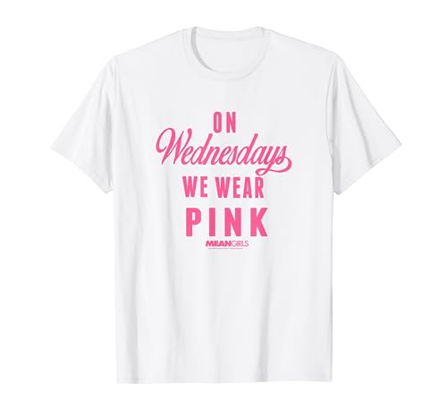 Mean Girls On Wednesday We Wear Pink Cursive Text T-Shirt von Mean Girls