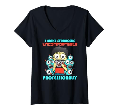 Damen I MAKE STRANGERS UNCOMFORTABLE PROFESSIONALLY T-Shirt mit V-Ausschnitt Damen I MAKE STRANGERS UNCOMFORTABLE PROFESSIONALLY T-Shirt mit V-Ausschnitt von Means Make Strangers Uncomfortable Professionally