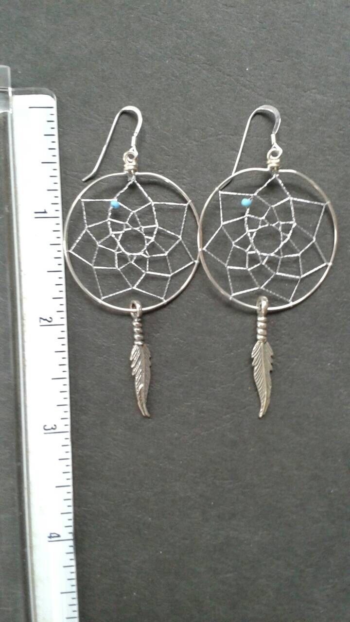 Traumfänger Ohrringe, Handgeflochten, Handgefertigt in Sterlingsilber von MearthStar