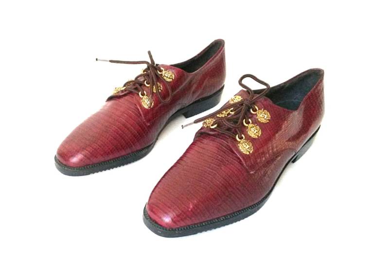 80Er Jahre Chic Halbschuhe Eidechse Rote Luxe Oxfordsitalian Leder Boho Vorbereitung/Größe 6, 5 Us 4 Uk 37 Eu von MeasureTheTreasure