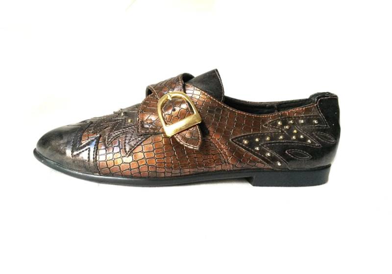 80Er Jahre Luxe Mix Lackleder Schicke Knöchel Mönch Riemen Flache Schuhe Weiche Bequeme Adrette Vorbereitung Hipster Brogues Kroko/Größe 6 Us von MeasureTheTreasure