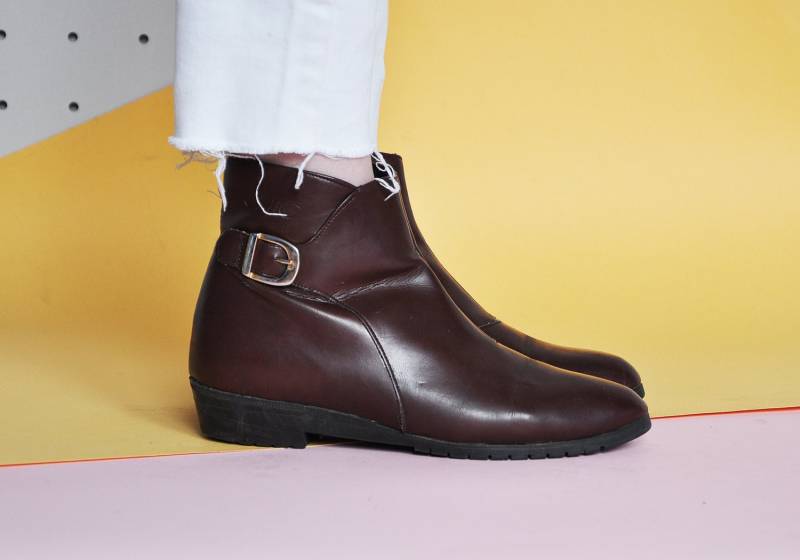 80Er Stiefeletten Ankle Booties Chestnut Booties Vegane Schühchen Boho Spitze/Gr. 7.5 Us 5 Uk 38 Eu von MeasureTheTreasure