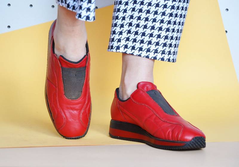 90Er Jahre Leder Turnschuhe Rave Plateau Club Kid Chunky Lack/Größe 6, 5 Us 4 Uk 37 Eu von MeasureTheTreasure