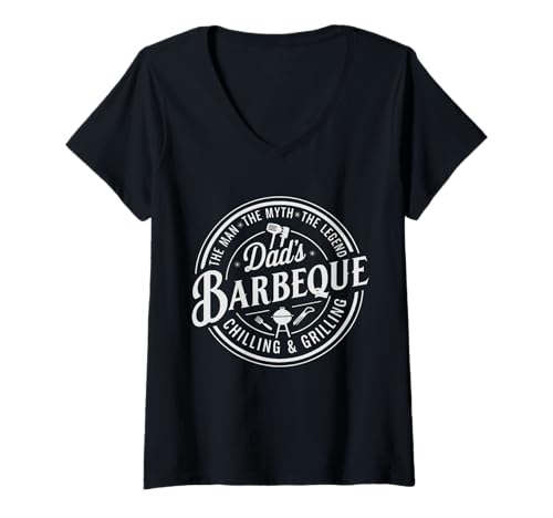 Damen BBQ Grillen Papa Räuchern Fleisch Barbecue Gag Pit Master Vater T-Shirt mit V-Ausschnitt Damen BBQ Grillen Papa Räuchern Fleisch Barbecue Gag Pit Master Vater T-Shirt mit V-Ausschnitt von Meat Smoker Chef Daddy Funny Grill Mens Clothing