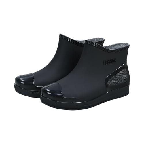 Meaunzyl Regenstiefel Damen Gummistiefel Wasserdicht Stiefeletten Regen Winddicht Kurze Regenstiefel Bequeme Regenschuhe Rain Boots PVC Für Draußen Garten Chelsea, Schwarz , 40 EU von Meaunzyl
