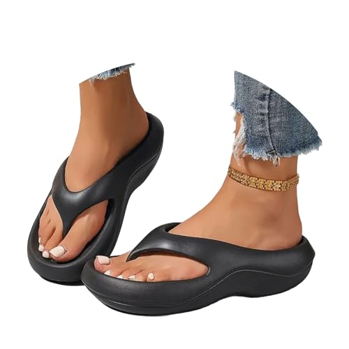 Sandalen für Damen, Sommer, Flip-Flops, orthopädisch, Bogenstütze, bequem, elegant, Fußbett, modisch, Strand, Pool, offen, leicht, elegant, rutschfeste Hausschuhe, 01 Schwarz, 44 EU Sandalen für Damen, Sommer, Flip-Flops, orthopädisch, Bogenstütze, bequem, elegant, Fußbett, modisch, Strand, Pool, offen, leicht, elegant, rutschfeste Hausschuhe, 01 Schwarz, 44 EU von Meaunzyl