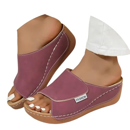 Sommerschuhe für Damen 2025 – anatomisch geformt, mit Keilabsatz, bequem, rutschfest, leicht, offene Zehen, für Plantarfasziitis, Arch Unterstützung, elegante Hausschuhe für Meer, Haus und Urlaub, rot Sommerschuhe für Damen 2025 – anatomisch geformt, mit Keilabsatz, bequem, rutschfest, leicht, offene Zehen, für Plantarfasziitis, Arch Unterstützung, elegante Hausschuhe für Meer, Haus und Urlaub, rot von Meaunzyl