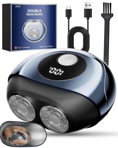 Mini Rasierer Herren Elektrisch, Elektrorasierer Herren mit LED-Anzeige & Reisesicherung, Wasserdichter Dual Ring Elektrorasierer-7000 U/min, Ein Must-have reiserasierer für Papa, Ehemann und Sohn von Meayll