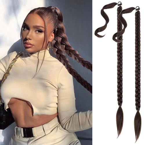 Mebeli Geflochtene Pferdeschwanz-Verlängerung, lange geflochtene Pferdeschwanz-Verlängerung Für Schwarze Frauen Mit Krawatte Für Gerade Wickeln Mit Verlängerung von Mebeli