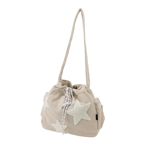 MechKit Crossbody Bag Damen, Reißverschluss Sternmuster Umhängetasche Große Süße Kapazität Samt Handtasche für Studenten Mädchen Beige MechKit Crossbody Bag Damen, Reißverschluss Sternmuster Umhängetasche Große Süße Kapazität Samt Handtasche für Studenten Mädchen Beige von MechKit