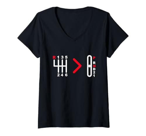 Damen Schaltgetriebe Auto Schaltgetriebe Stick Shifting Auto T-Shirt mit V-Ausschnitt Damen Schaltgetriebe Auto Schaltgetriebe Stick Shifting Auto T-Shirt mit V-Ausschnitt von Mechanic Car Tees