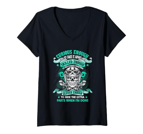 Damen Mechaniker neugierig genug, um es auseinander zu nehmen, qualifizierte Auto-Befestigung T-Shirt mit V-Ausschnitt Damen Mechaniker neugierig genug, um es auseinander zu nehmen, qualifizierte Auto-Befestigung T-Shirt mit V-Ausschnitt von Mechanic Curious Enough To Take It Apart Skilled