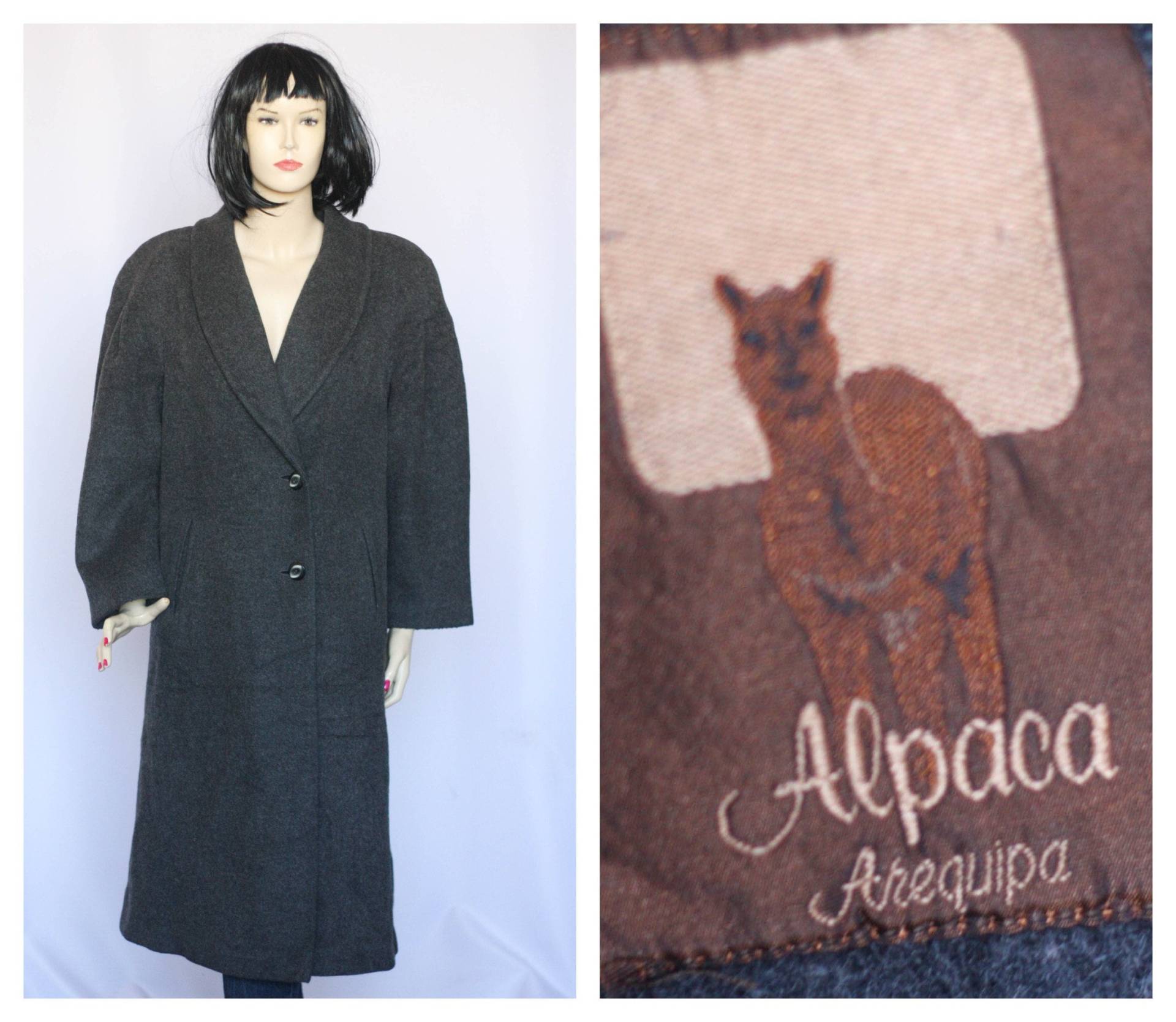 Apaca Wolle Vintage Mantel Wintermantel Warmer Retro Damen Overcoat Outwear Graue Schurwolle von MechanicalOrange