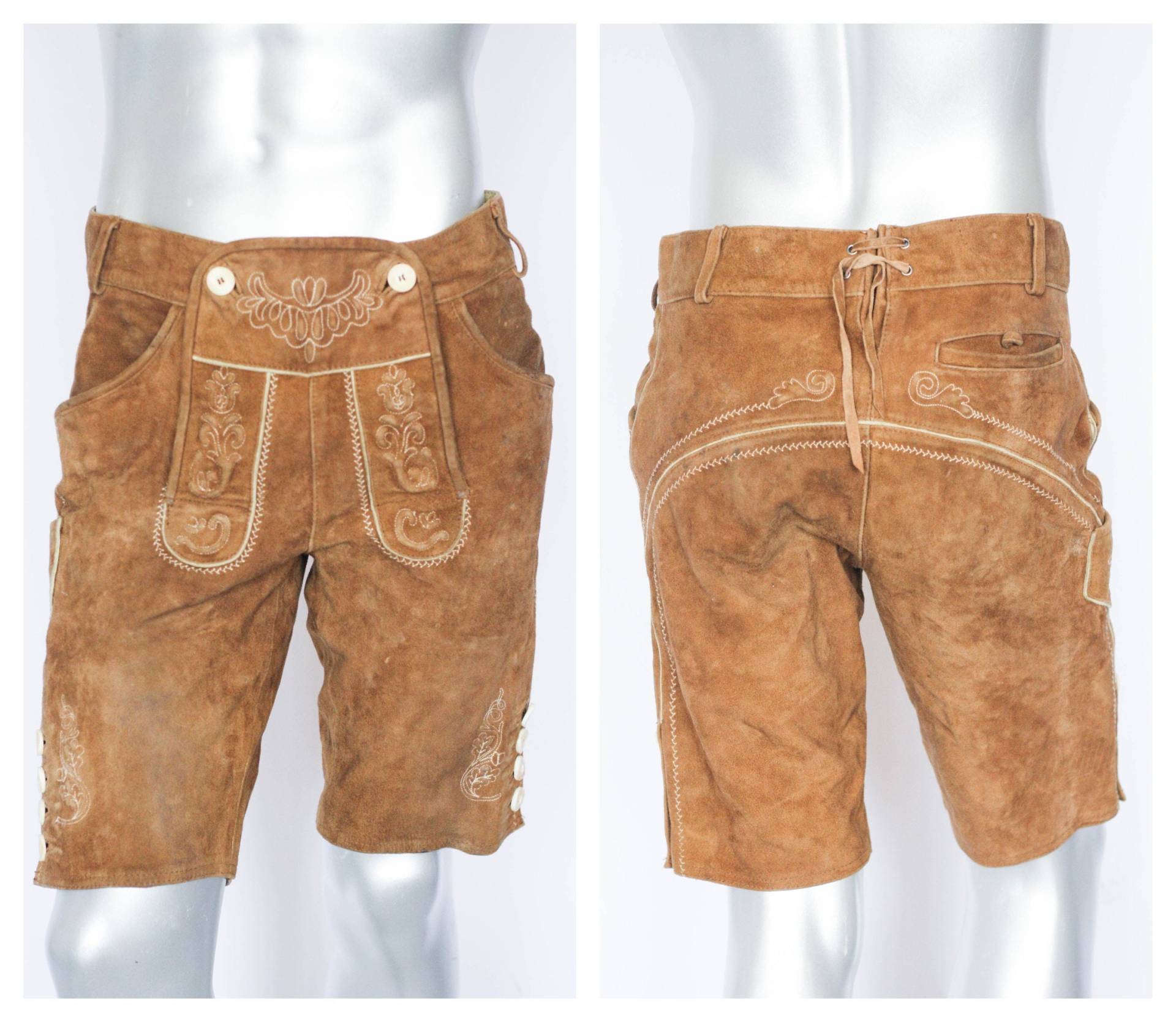 Dunkelbraune Hose Größe Klein Oktoberfest Shorts Trachtenhose Deutsche Kleidung Vintage Lederhosen Leder Wildleder Herren von MechanicalOrange