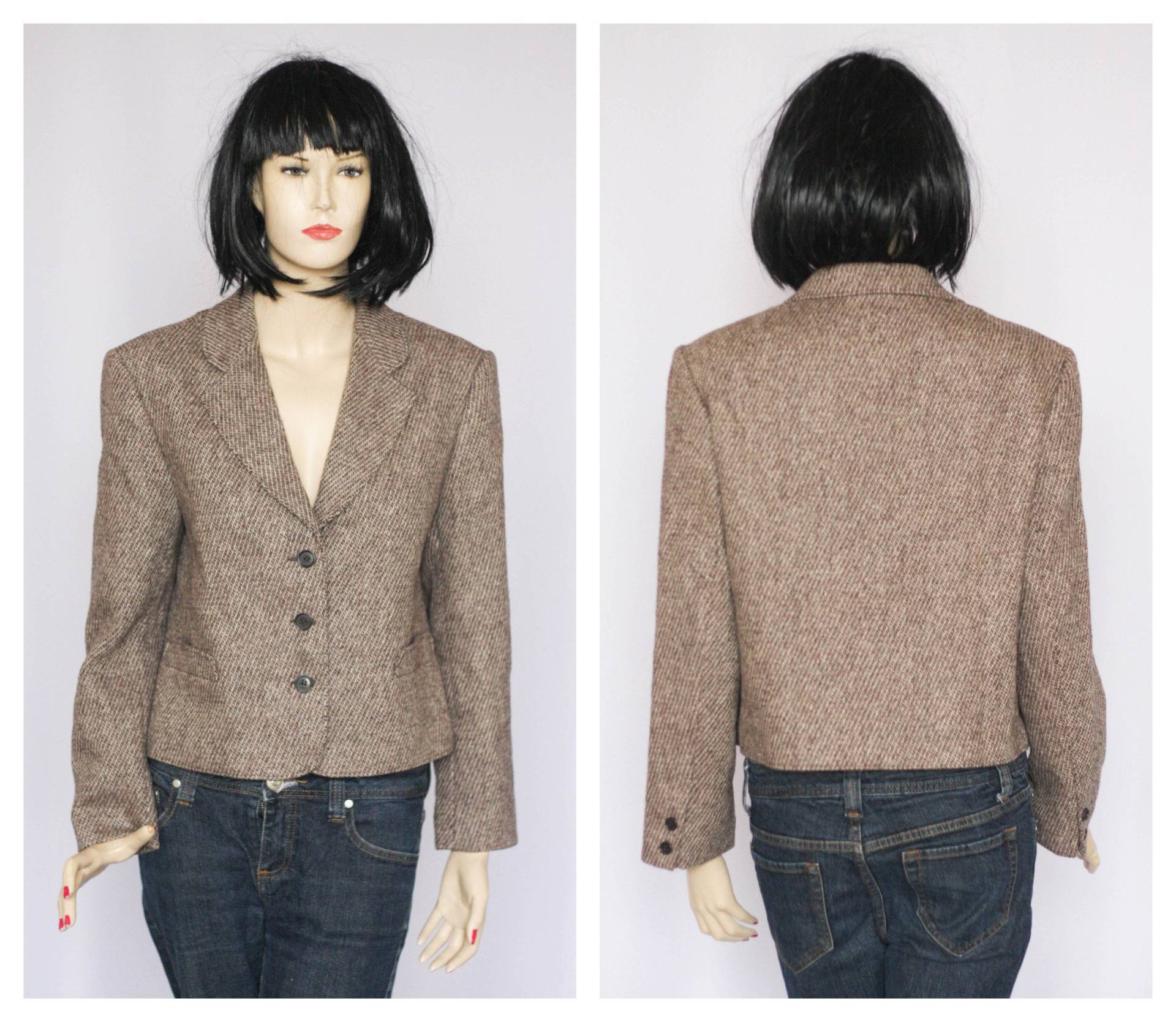 Grauer Blazer Kurzer Wolljacke Karierter Damen Anzugjacke Lockere Jacke Retro Vintage Boho Tartan Grauer Blazer Kurzer Wolljacke Karierter Damen Anzugjacke Lockere Jacke Retro Vintage Boho Tartan von MechanicalOrange