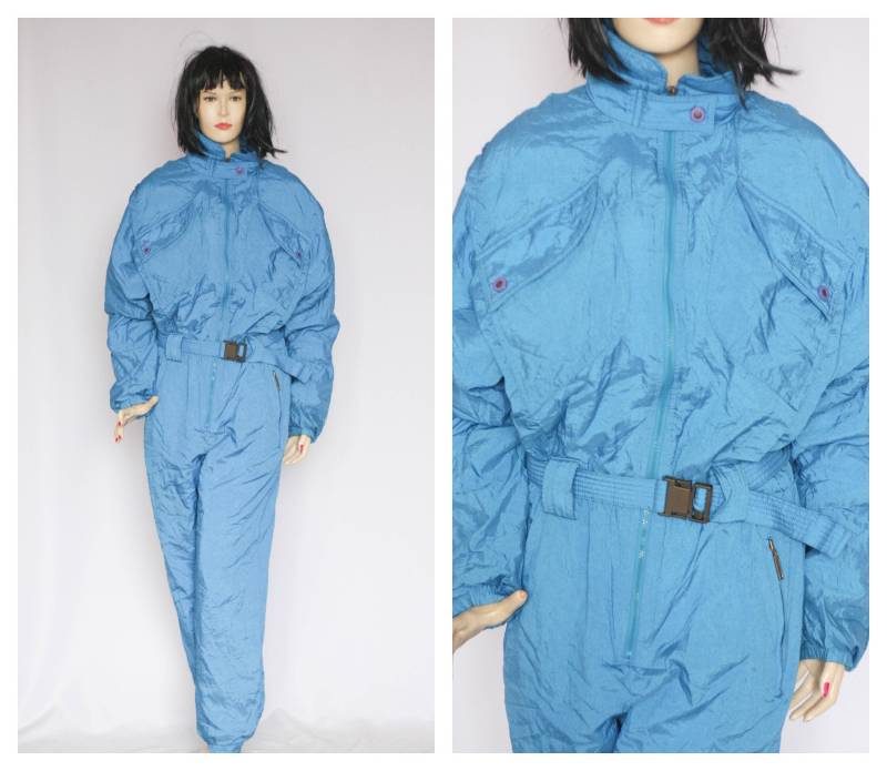 Größe Großer Skianzug Vintage Damen Winteroverall Warmer Anzug Winteranzug Schneeanzug Blauer Snowboard von MechanicalOrange