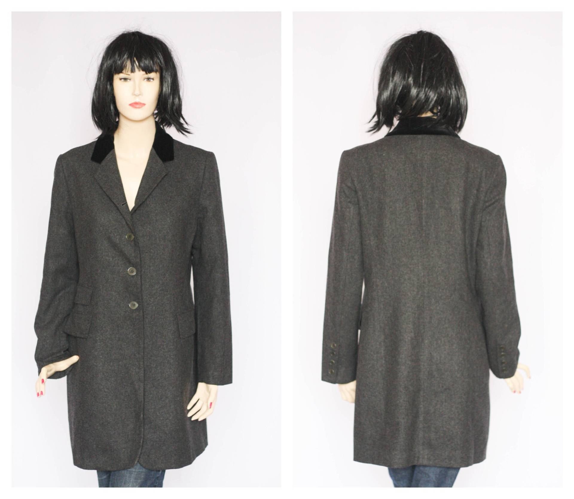 Herbst Wolljacke Damen Jacke Warme Wollblazer Grauer Mantel Retro Blazer Warmer Frühlingsmantel Wollmantel von MechanicalOrange