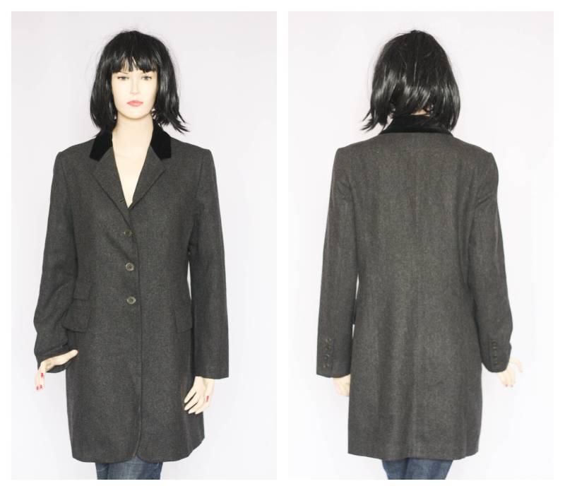 Herbst Wolljacke Damen Jacke Warme Wollblazer Grauer Mantel Retro Blazer Warmer Frühlingsmantel Wollmantel von MechanicalOrange