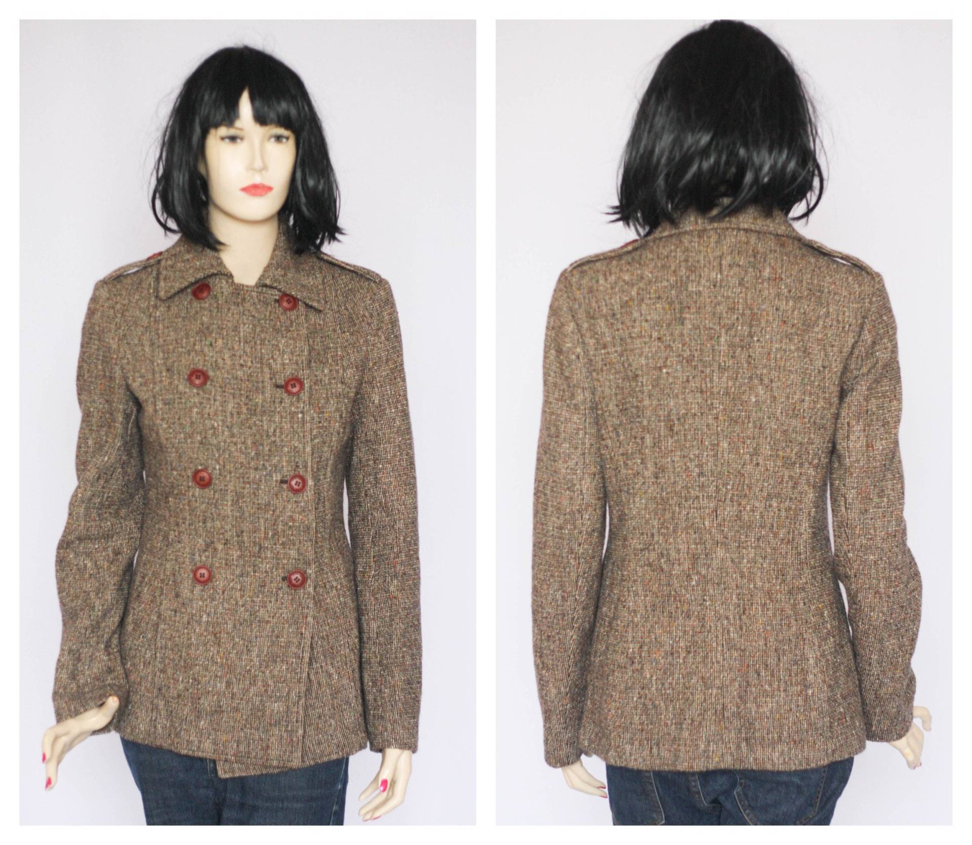 Herbst Wolljacke Damen Jacke Warme Wollblazer Grauer Mantel Retro Blazer Warmer Frühlingsmantel Wollmantel von MechanicalOrange