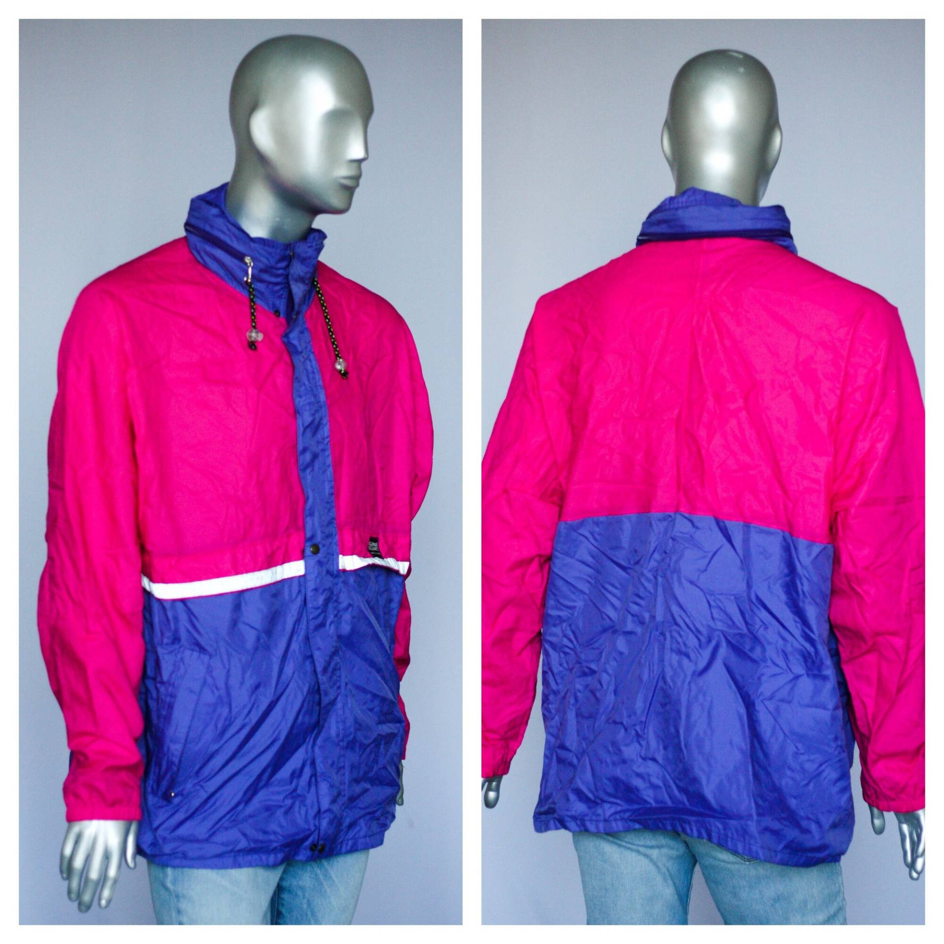 Lila Jacke Vintage Windbreaker Pink Shell Herren Regenmantel Retro Track Kapuzenjacke von MechanicalOrange