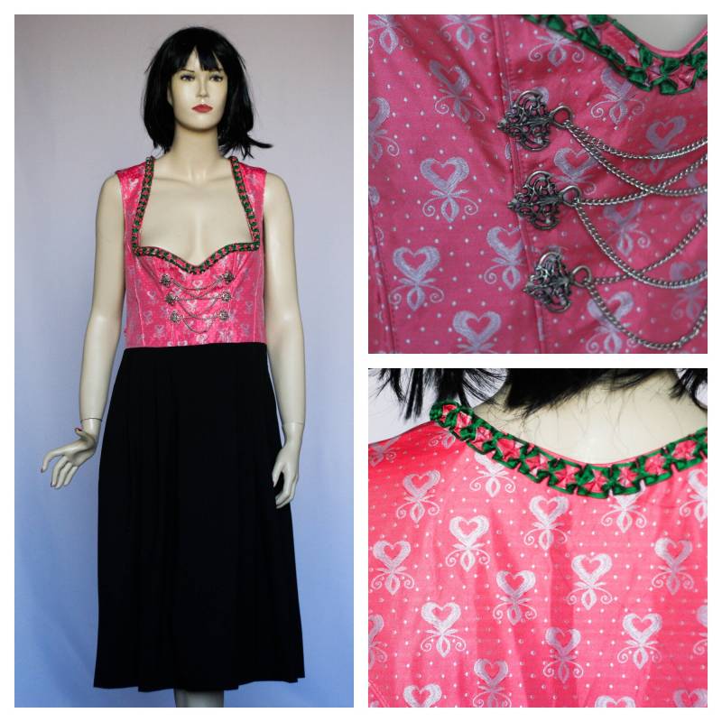 Oktoberfest Kleid Vintage Rot Bayern Schwarzes Dirndlkleid Österreich Alpenkleid Größe Groß Damen von MechanicalOrange