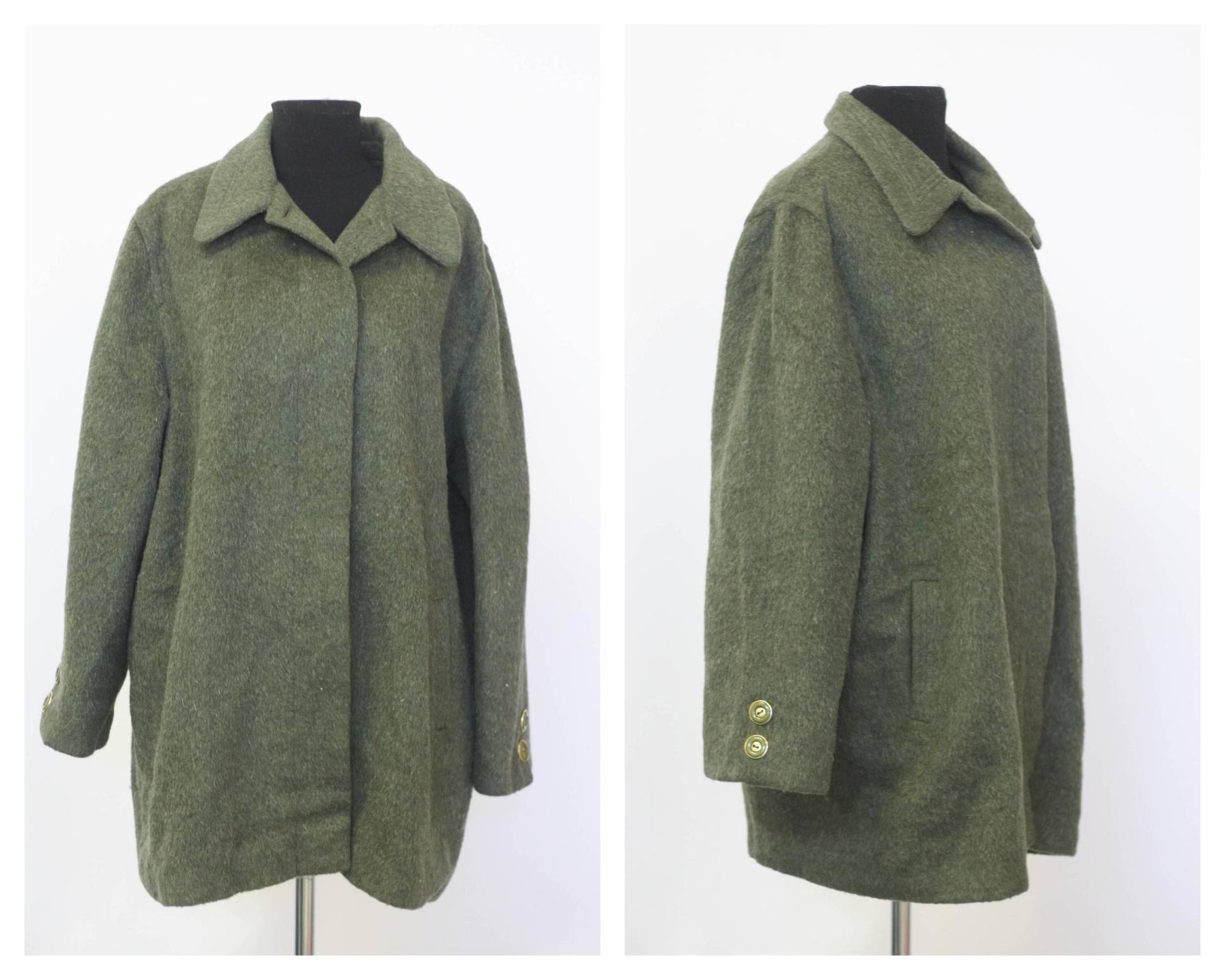 Oversized Alpaka Wollmantel Wintermantel Filzmantel Warmer Mantel Retro Damen Overcoat Outwear Langer Mittlerer Grüner von MechanicalOrange