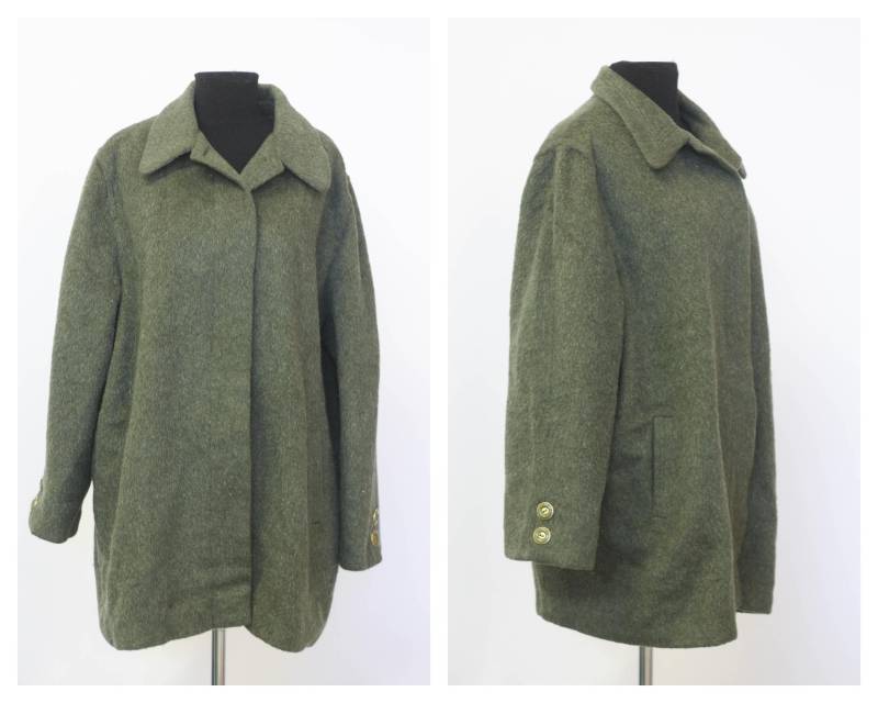 Oversized Alpaka Wollmantel Wintermantel Filzmantel Warmer Mantel Retro Damen Overcoat Outwear Langer Mittlerer Grüner von MechanicalOrange