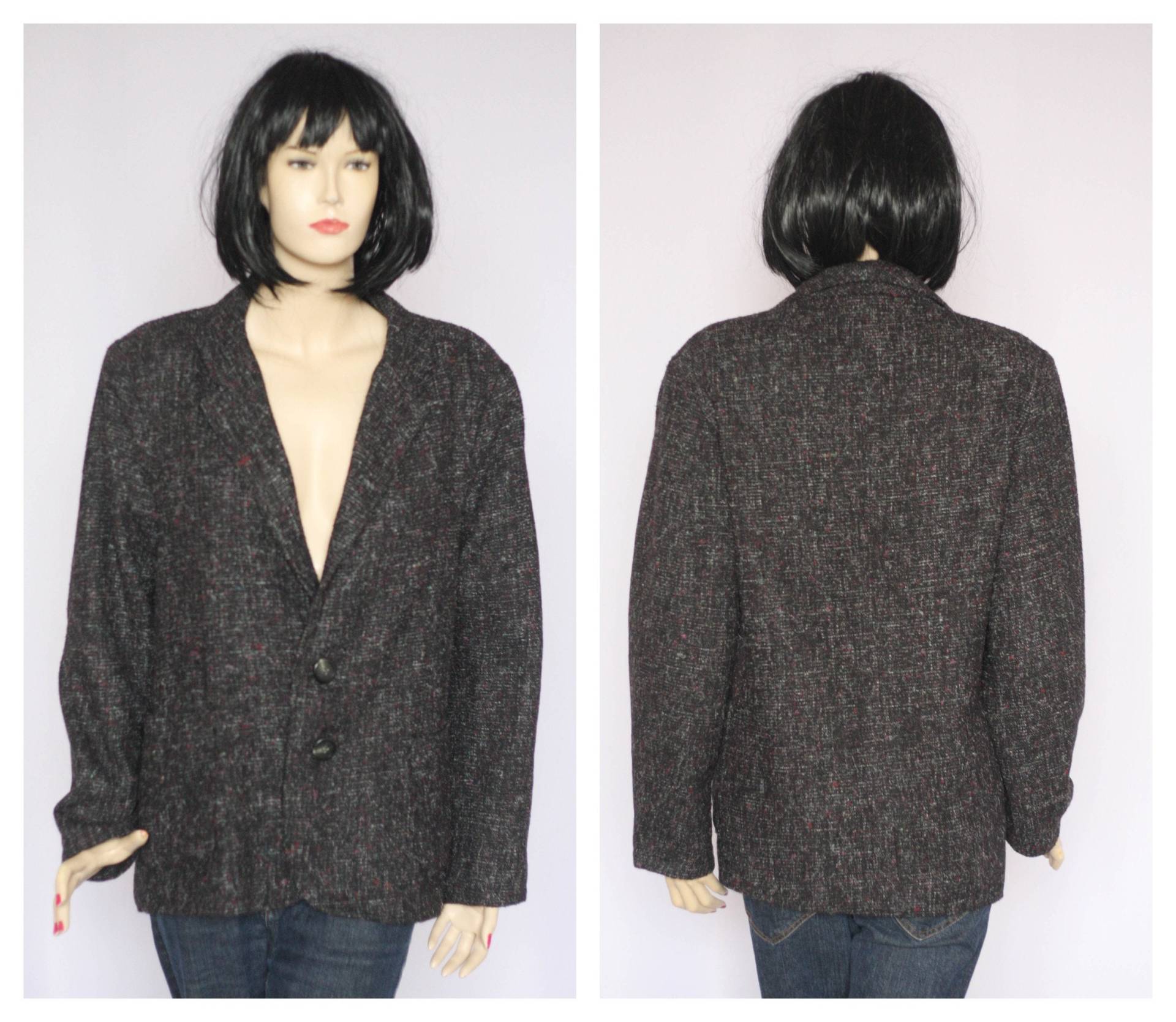 Übergroße Jacke Damen Blazer Wollblazer Lockerer Grauer Lässiger Karierter Anzugjacke Frühlingsjacke Herbstmantel Übergroße Jacke Damen Blazer Wollblazer Lockerer Grauer Lässiger Karierter Anzugjacke Frühlingsjacke Herbstmantel von MechanicalOrange