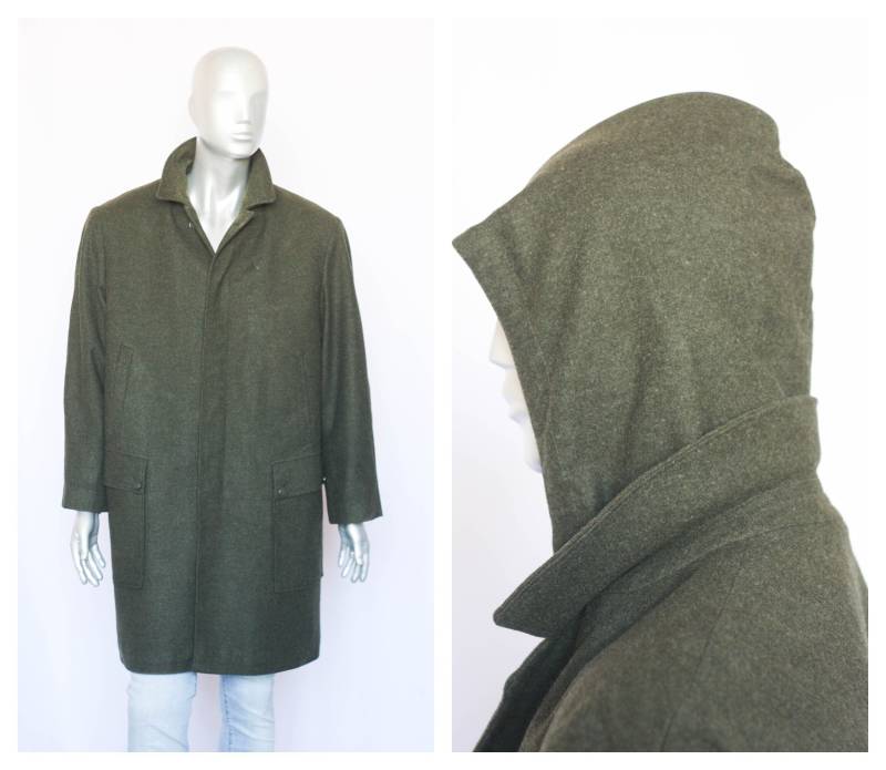 Vintage Khaki Wollmantel Herrenmantel Wintermantel Wolle Trench Winter Oversized Mantel Größe Kleiner Outwear Herren Overcoat Loose von MechanicalOrange