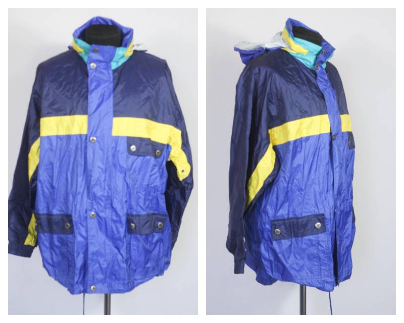 Vintage Windjacke Herrenjacke Shell-Jacke Herren Regenjacke Retro-Jacke Trainingsjacke Größe Large Pullover Jacke Blau von MechanicalOrange