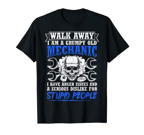 Herren Walk Away I Am A Grumpy Old Mechanic Retired Tools T-Shirt von Mechaniker Autoschrauber Tuning Tuner Geschenk & D