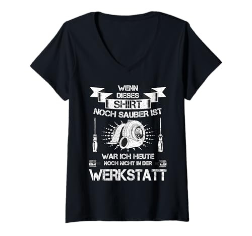 Damen KFZ Mechaniker Auto Schrauber Werkstatt KFZ Mechatroniker T-Shirt mit V-Ausschnitt Damen KFZ Mechaniker Auto Schrauber Werkstatt KFZ Mechatroniker T-Shirt mit V-Ausschnitt von Mechaniker KFZ Meister Schrauber Werkstatt