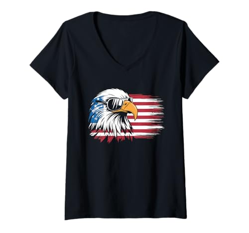 Damen Mechaniker Tshirt Patriotic USA American Flag Amerikaner T-Shirt mit V-Ausschnitt Damen Mechaniker Tshirt Patriotic USA American Flag Amerikaner T-Shirt mit V-Ausschnitt von Mechaniker TShirt Patriotic USA American Flag