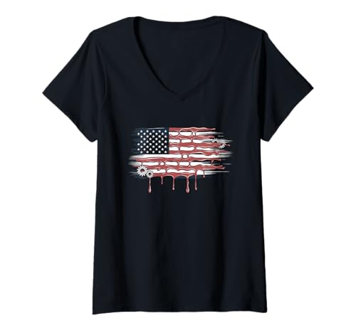 Damen Mechaniker Tshirt Patriotic USA American Flag Amerikaner T-Shirt mit V-Ausschnitt Damen Mechaniker Tshirt Patriotic USA American Flag Amerikaner T-Shirt mit V-Ausschnitt von Mechaniker TShirt Patriotic USA American Flag