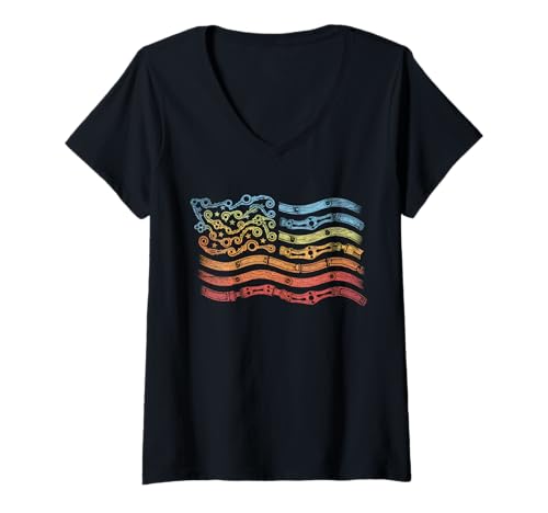 Damen Mechaniker Tshirt Patriotic USA American Flag Amerikaner T-Shirt mit V-Ausschnitt von Mechaniker TShirt Patriotic USA American Flag