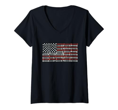 Damen Mechaniker Tshirt Patriotic USA American Flag Amerikaner T-Shirt mit V-Ausschnitt Damen Mechaniker Tshirt Patriotic USA American Flag Amerikaner T-Shirt mit V-Ausschnitt von Mechaniker TShirt Patriotic USA American Flag