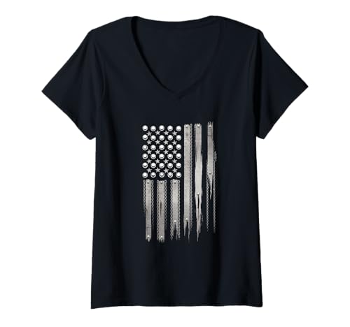 Damen Mechaniker Tshirt Patriotic USA American Flag Amerikaner T-Shirt mit V-Ausschnitt von Mechaniker TShirt Patriotic USA American Flag