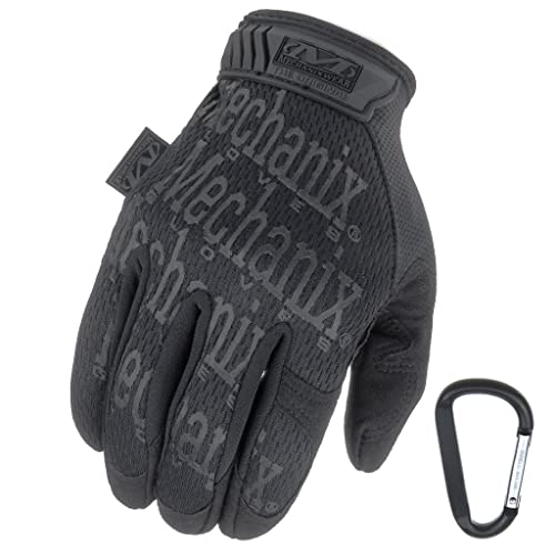 Mechanix WEAR ORIGINAL Einsatz-Handschuhe, atmungsaktiv & abriebfest + Gear-Karabiner, Original Glove in Schwarz, Coyote, Multicam/Größe S, M, L, XL (S, Schwarz/Covert) von Mechanix Wear