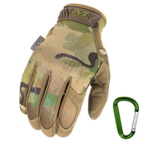 Mechanix WEAR ORIGINAL Einsatz-Handschuhe, atmungsaktiv & abriebfest + Gear-Karabiner, Original Glove in Schwarz, Coyote, Multicam/Größe S, M, L, XL (L, Multicam) von Mechanix Wear