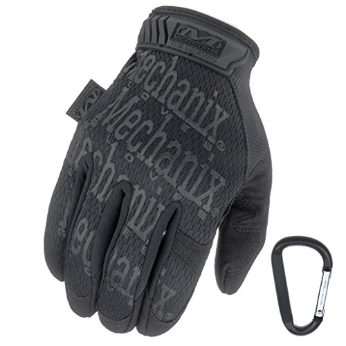 Mechanix WEAR ORIGINAL Einsatz-Handschuhe, atmungsaktiv & abriebfest + Gear-Karabiner, Original Glove in Schwarz, Coyote, Multicam/Größe S, M, L, XL (XL, Schwarz/Covert) von Mechanix Wear