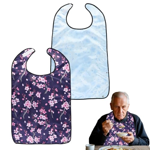 Mecmbj Lätzchen für Erwachsene,2 Stück Latz für Erwachsene,Waschbar Kleidungsschutz Erwachsenen,Wasserdichte Latz für Senioren,Wiederverwendbare Esslätzchen für Männer,Frauen von Mecmbj