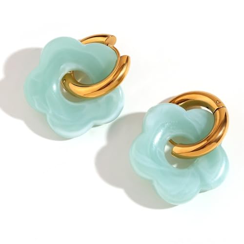 Creolen Für Frauen Und Mädchen – Acryl-Cyan-Hohle Blumen-Ohrstecker, Goldene Creolen Für Valentinstag, Geburtstag, Ohrringe Für Frauen Und Mädchen, Schmuck, Geschenke, Wie Abgebildet, Einheits von Mecnias