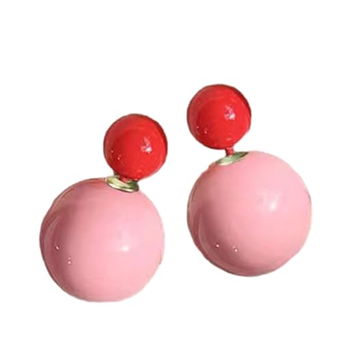 Ohrringe Für Frauen Mädchen – Acryl Rot Rosa Doppelte Kugel Geometrische Ohrstecker Modische Einfache Ohrringe Zum Valentinstag Geburtstag Ohrringe Für Frauen Mädchen Schmuck Geschenke, Wie Gez von Mecnias