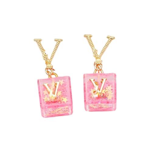 Ohrringe Für Frauen Und Mädchen – Acryl-Gold-Buchstaben-Ohrstecker, Rosa Geometrische Ohrringe, Statement-Ohrringe, Ohrstecker Für Valentinstag, Frauen, Mädchen, Party, Schmuck, Geschenk, Wie A von Mecnias