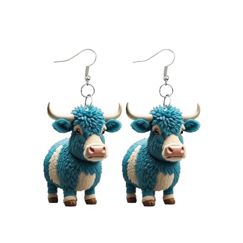 Tropfen-Ohrhänger Für Damen – Acryl, Blau-Weiß, Cartoon-Kalb-Ohrringe, Statement-Ohrringe Für Damen Und Mädchen, Party-Schmuck, Muttertag, Jahrestag, Geburtstag, Geschenke, Wie Abgebildet, Ein von Mecnias