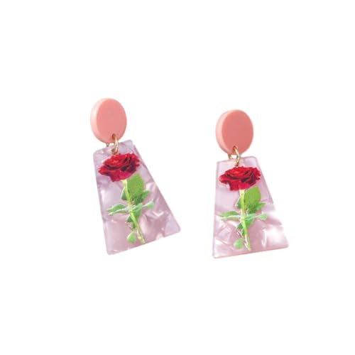 Tropfen-Ohrringe Für Damen – Acryl, Rosa, Geometrische Ohrstecker, Rote Rosen-Ohrringe Für Damen Und Mädchen, Party-Schmuck, Muttertag, Jahrestag, Geburtstag, Geschenke, Wie Abgebildet, Einheits von Mecnias