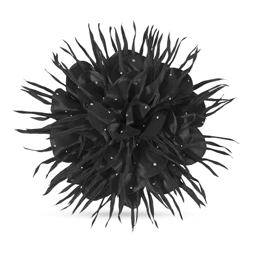 Mecool 18.0 cm Blume Haarspangen für Hochzeiten Damen Broschen & Pins Corsage Damen Haarschmuck | Pferdeschwanzhalter | Damenbroschen für Hochzeit | Haarstyling-Zubehör für Mädchen - Schwarz von Mecool